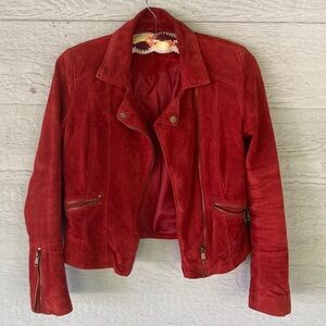 Urban Outfitters Red Suede Moto Jacket - Women